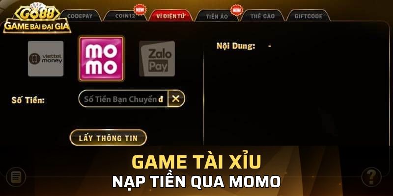 Điền thông tin đầy đủ để có thể nạp tiền bằng ví Momo